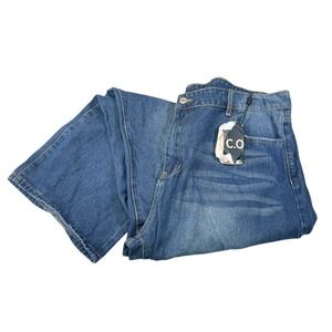 C.O.Z.Y. 3XL Blue Denim Jeans Wide Leg High Rise Whiskered Distressed Streetwear